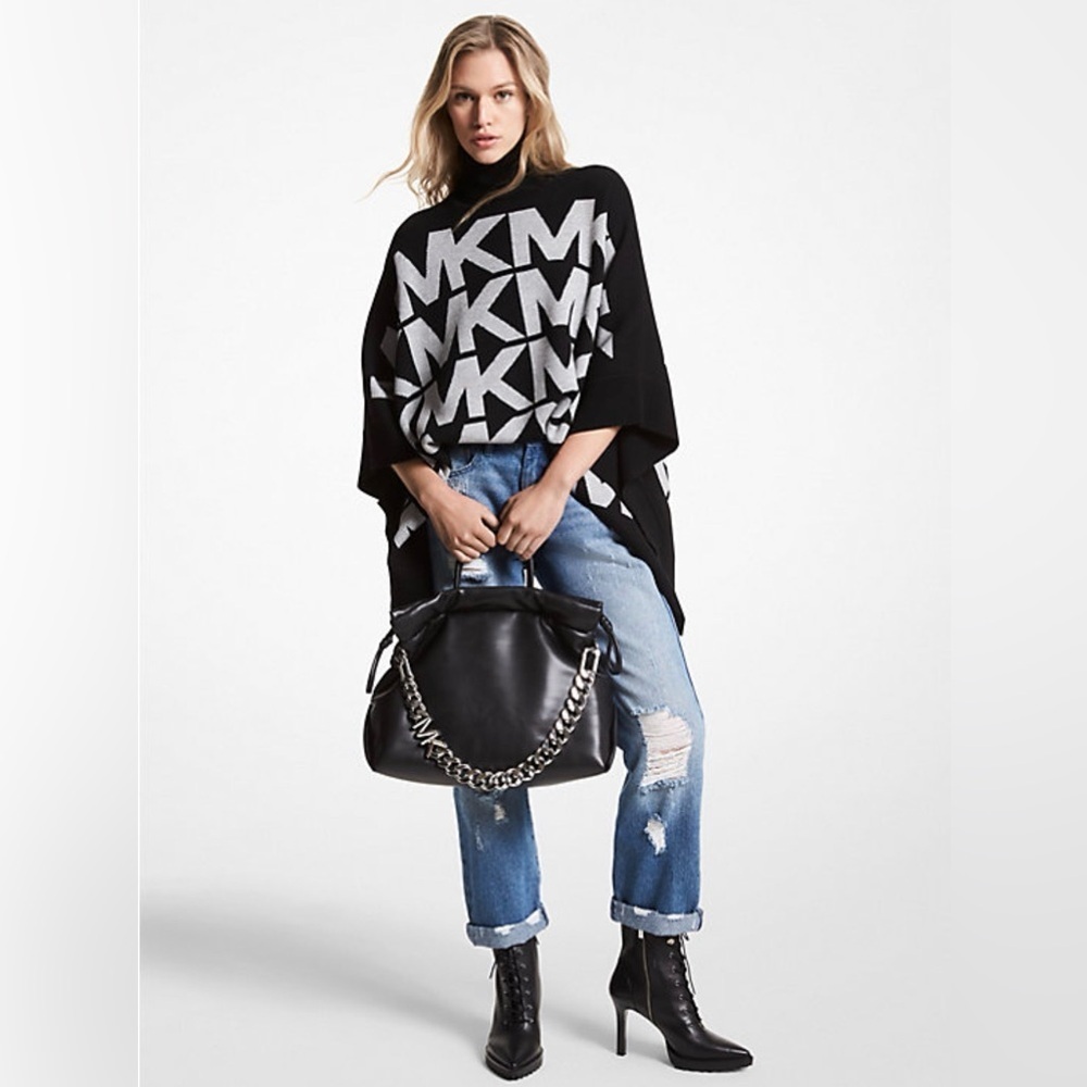 Michael Michael Kors logo-print roll-neck poncho